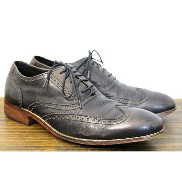 COLE HAAN GRAY BLACK GENUINE LEATHER LACE UP OXFORD DRESS MEN'S SHOES 11M - Picture 4 of 9